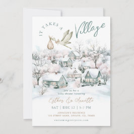 Convite Storey Leva um Chá de fraldas de inverno na vila