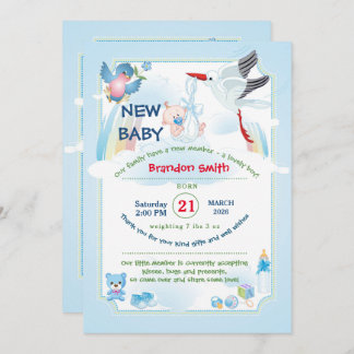 Convite Stork Baby Shower Invitation