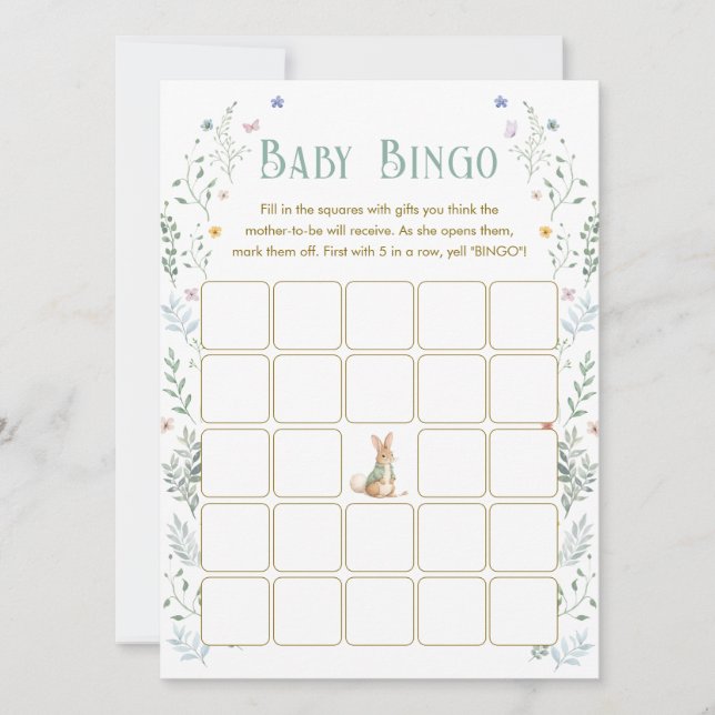 Convite Story Book Baby Shower Baby Bingo Game Card (Frente)