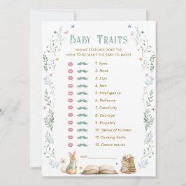 Convite Story Book Baby Shower Baby Traits Game Card