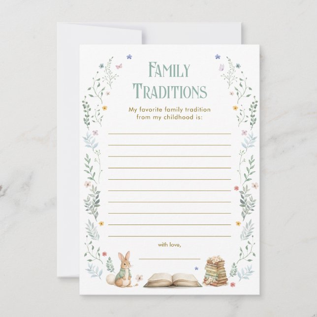 Convite Story Book Baby Shower Family Traits Game Card (Frente)