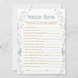 Convite Story Book Baby Shower Nursery Rhyme Game Card