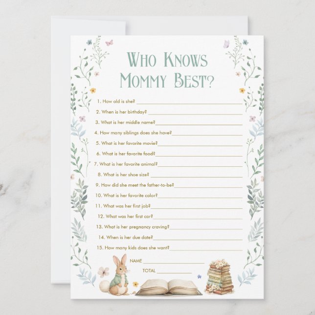 Convite Story Book Baby Shower Who Knows Mommy Best Card (Frente)