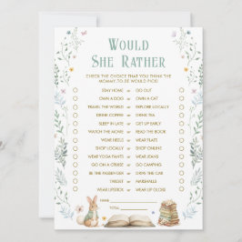 Convite Story Book Baby Shower Would She Rather Game Card