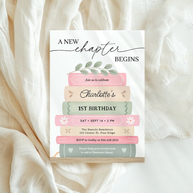Convite Storybook Birthday A New Chapter Begins (Criador carregado)