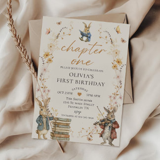 Convite Storybook Chapter One 1st Birthday Invitation
