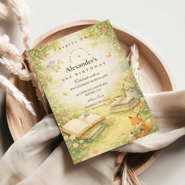 Convite Storybook Chapter Two Birthday (Criador carregado)