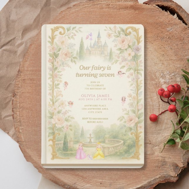 Convite Storybook, fairy first, fairytale 7th birthday (Criador carregado)