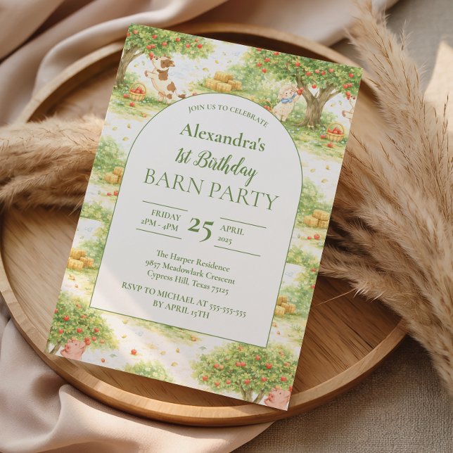 Convite Storybook Farm Animals First Birthday (Criador carregado)