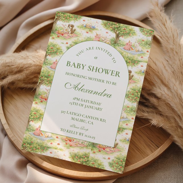 Convite Storybook Farm Animals Floral Baby Shower (Criador carregado)