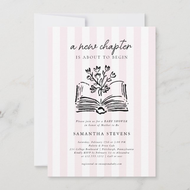 Convite Storybook Floral Novo Capítulo Começa Chá de frald (Frente)