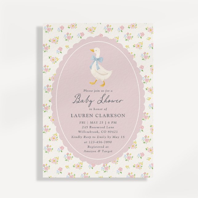 Convite Storybook Garden Goose Baby Shower Invitation (Criador carregado)