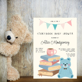 Convite Storybook Library Themed Baby Girl Shower 