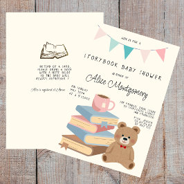 Convite Storybook Library Themed Baby Shower 