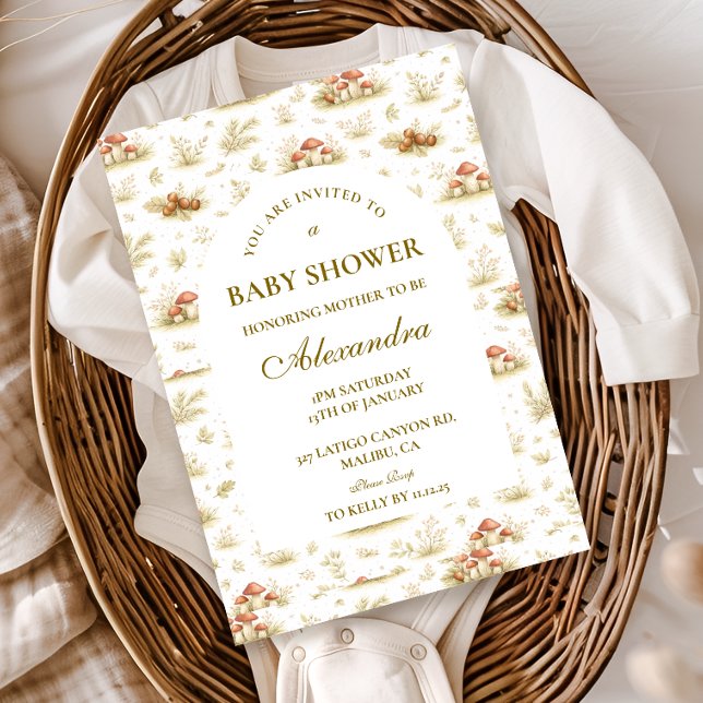 Convite Storybook Mushroom Woodland Baby Shower (Criador carregado)