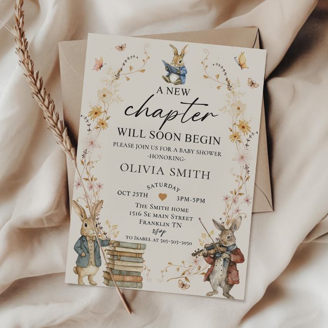 Convite Storybook New Chapter Baby Shower Invitation (Criador carregado)