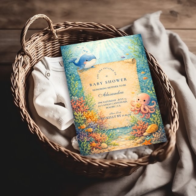 Convite Storybook Ocean Friends Baby Shower (Criador carregado)