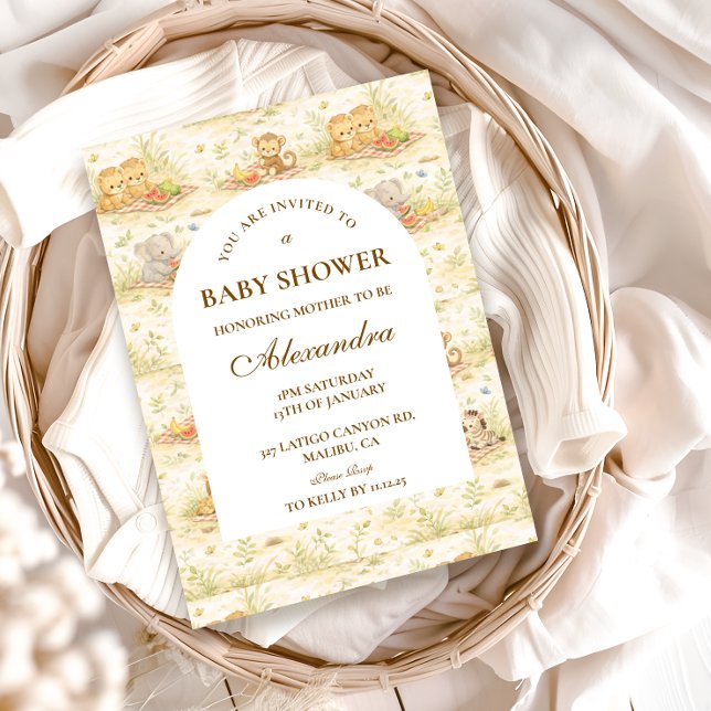 Convite Storybook Safari Animals Baby Shower (Criador carregado)