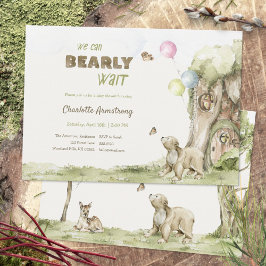 Convite Storybook Treehouse Bearly Wait Baby Shower