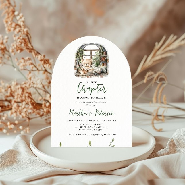 Convite Storybook Um novo capítulo Sobre o Chá de fraldas  (Criador carregado)