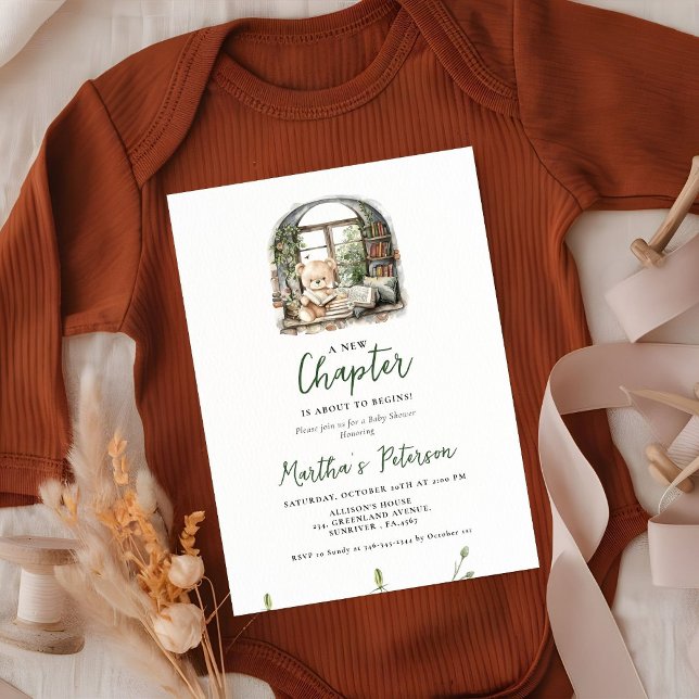 Convite Storybook Um novo capítulo Sobre o Chá de fraldas  (Criador carregado)