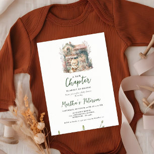 Convite Storybook Um novo capítulo Sobre o Chá de fraldas 