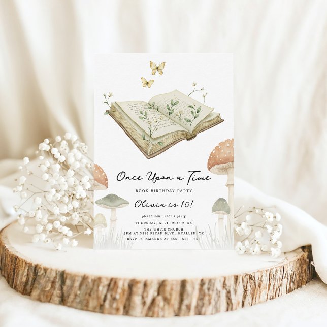 Convite Storybook Whimsical Watecolor Book Aniversário (Criador carregado)