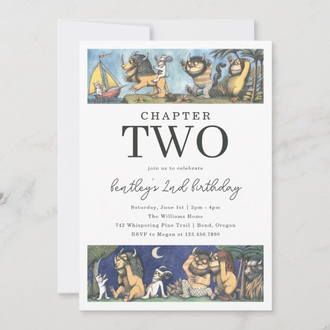 Convite Storybook Wild Things Birthday Chapter Theme (Frente)