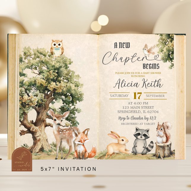 Convite Storybook woodland baby shower (Criador carregado)