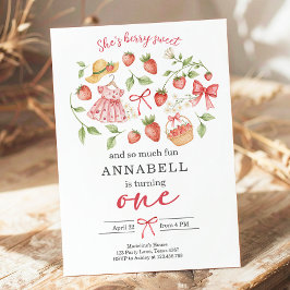 Convite Strawberry 1st Birthday Invite First Berry Sweet