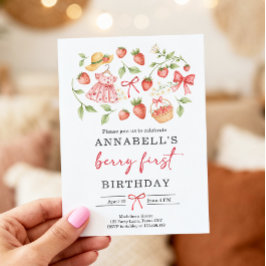 Convite Strawberry 1st Birthday Invite First Berry Sweet