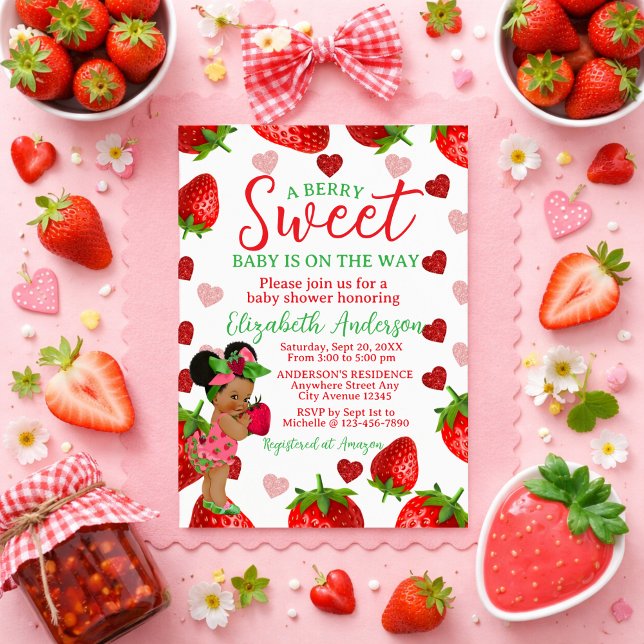 Convite Strawberry Baby Shower Invitation, Berry Sweet Inv (Criador carregado)