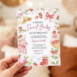 Convite Strawberry Baby Shower Invite Berry Sweet Baby