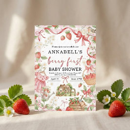 Convite Strawberry baby shower Invite First Berry Sweet