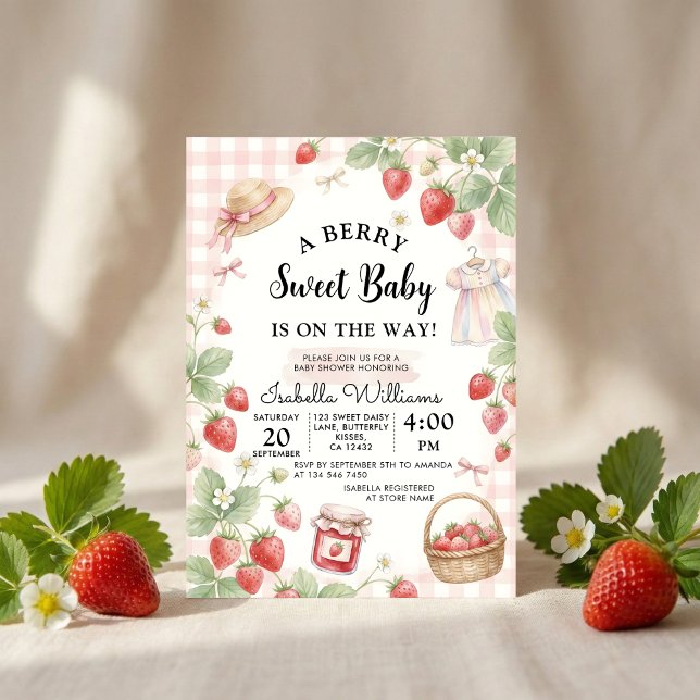 Convite Strawberry baby shower Invite First Berry Sweet (Criador carregado)