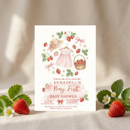 Convite Strawberry baby shower Invite First Berry Sweet