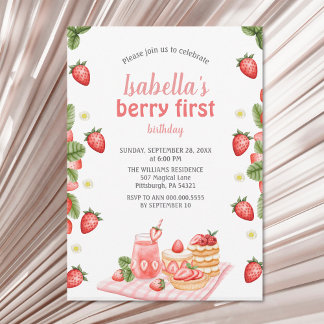 Convite Strawberry Berry First Birthday Berry Weet