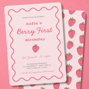 Convite Strawberry Berry First primeiro aniversario