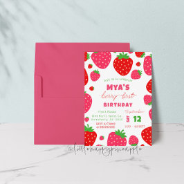 Convite Strawberry Berry Primeiro Aniversário