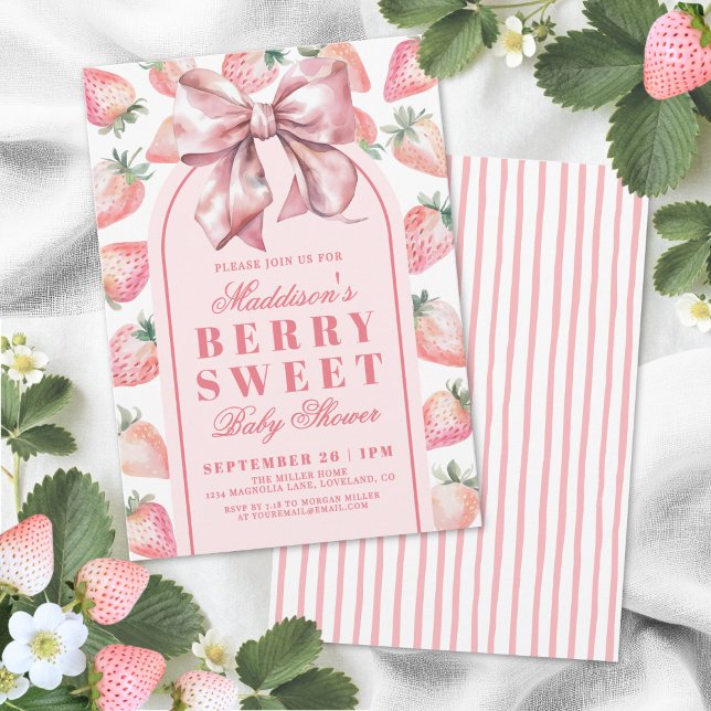 Convite Strawberry Berry Sweet Baby Shower (Strawberry Berry Sweet Baby Shower Invitation )