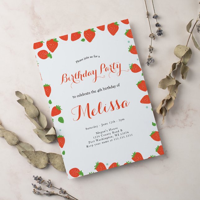 Convite Strawberry Berry Sweet Birthday (Criador carregado)