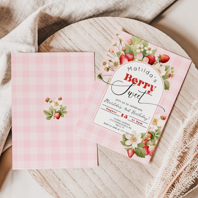 Convite Strawberry Berry Sweet festa de aniversário (Criador carregado)