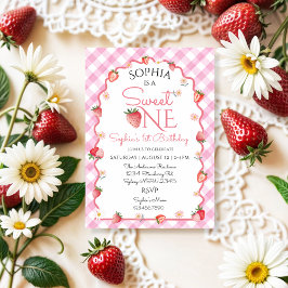 Convite Strawberry Birthday Sweet One Berry primeiro anive
