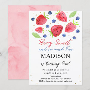 Convite Strawberry Blueberry Berry Sweet Primeiro Anivers