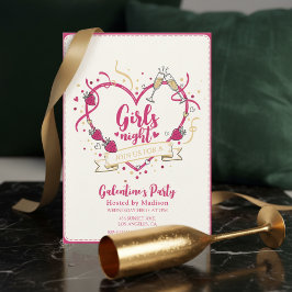 Convite Strawberry Champagne Galentines Day Invitation