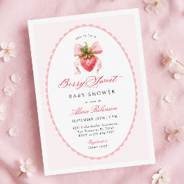 Convite Strawberry Coquette Baby Shower Invitation