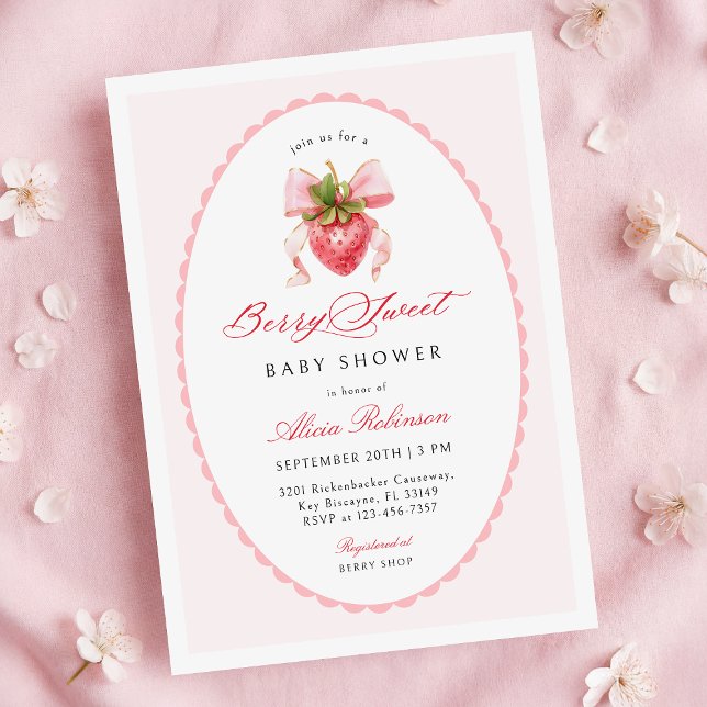 Convite Strawberry Coquette Baby Shower Invitation (Criador carregado)