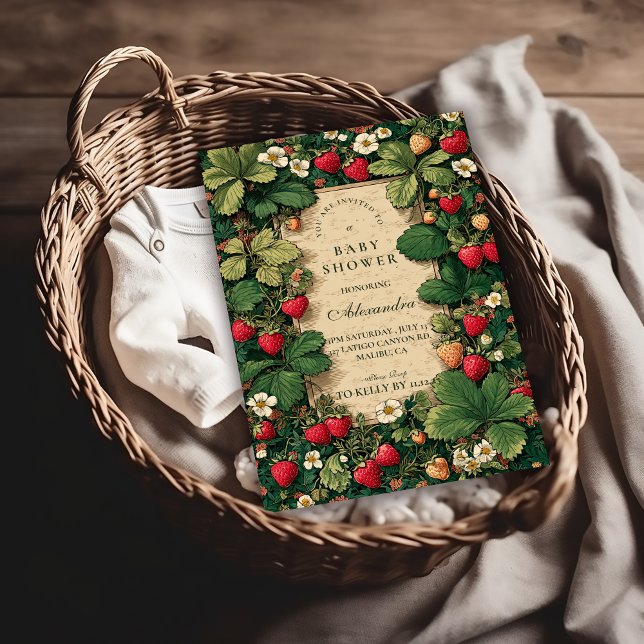 Convite Strawberry Fairytale Baby Shower (Criador carregado)