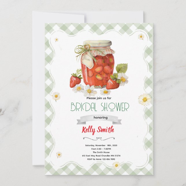Convite Strawberry Jam Bridal Shower Invitation (Frente)