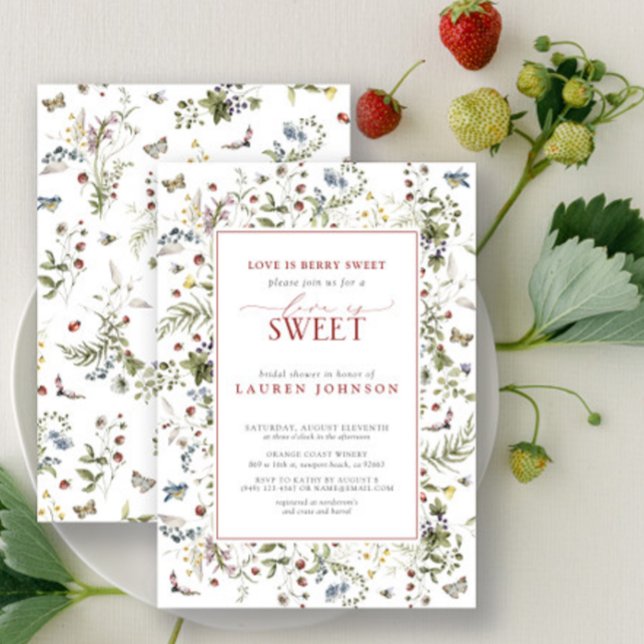 Convite Strawberry Love É Berry Sweet Red Chá de panela (Bridal Shower Invitation!)